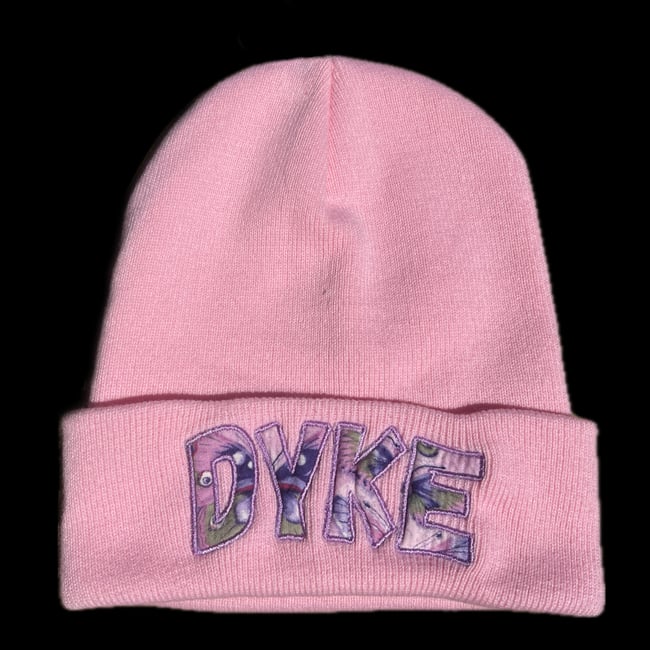 Dyke Beanie | Pink with Peacock fabric