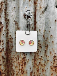 Pink & Yellow Glass Studs