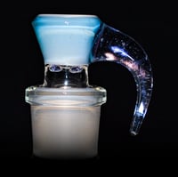 Image 1 of TRANS MARINA > DENSE WHITE SATIN / PURPLE SPARKLE 18MM SLIDE