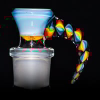 Image 1 of TRANS MARINA > DENSE WHITE SATIN / RAINBOW SPIRAL 18MM SLIDE