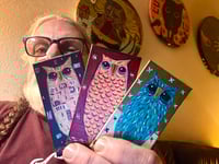 Image 2 of Kevin Seconds - Tiny Haiku Owls / 3-Piece Micro-Art Set Series, Vol. 1 / #5 of 30 