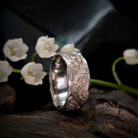 Damask Embossed Band Sterling Silver 