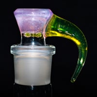 Image 1 of ROSE QUARTZ > ICY WHITE SATIN / ILLUMINATI BASED GREEN 18MM SLIDE