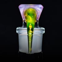 Image 2 of ROSE QUARTZ > ICY WHITE SATIN / ILLUMINATI BASED GREEN 18MM SLIDE