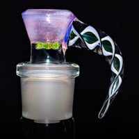 Image 1 of ROSE QUARTZ > ICY WHITE SATIN / ILLUMINATI SPIRAL 18MM SLIDE