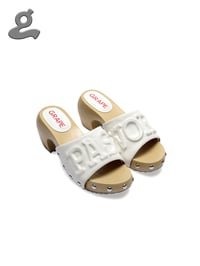 Image 1 of White Textured 3D Print Clogs