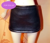Image of Handmade black fake leather skirt for minifee, slim 1/4 bjd doll