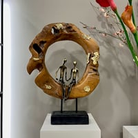 Image 1 of Couple In Aged Wood 72cm