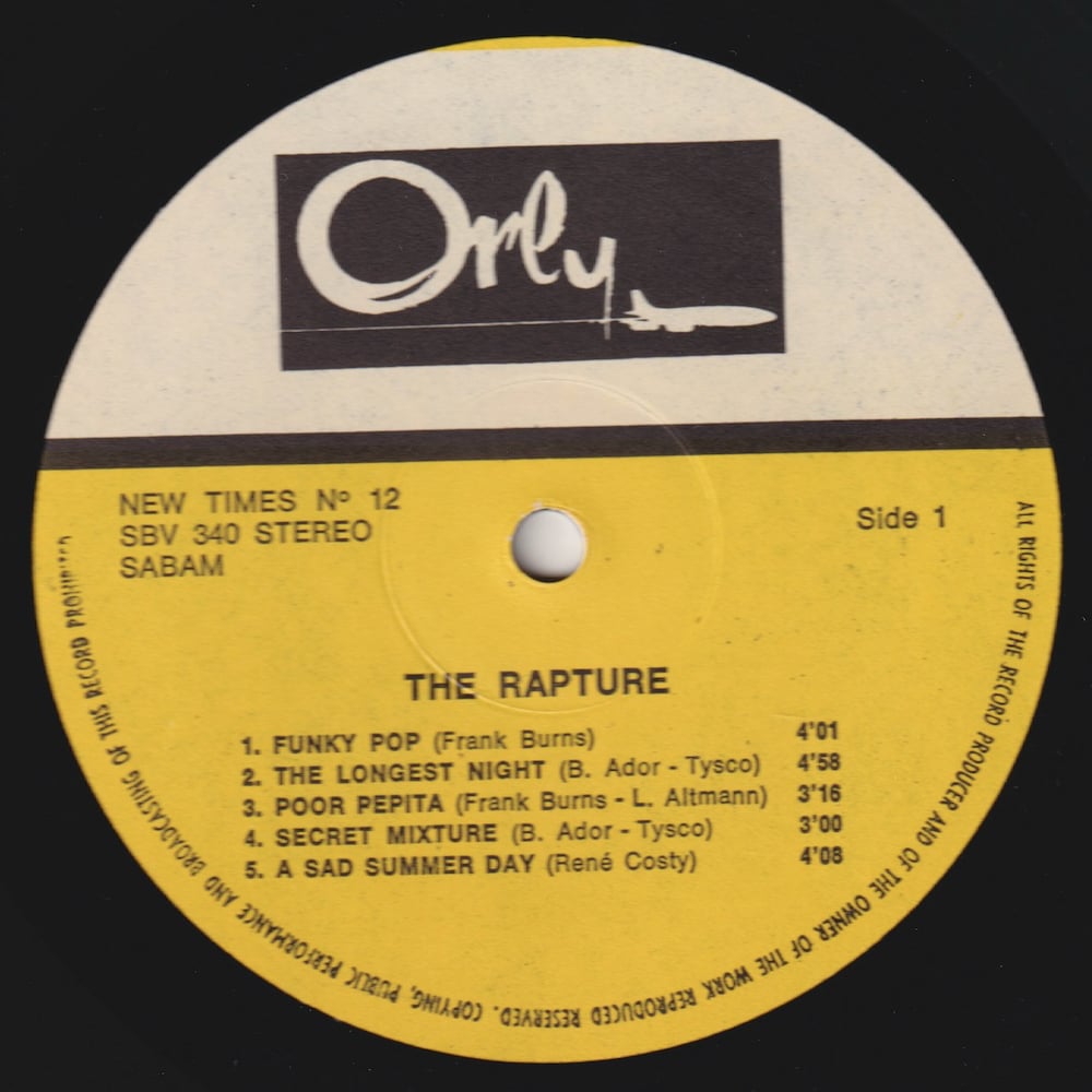 The Rapture ‎– New Times Vol. 12 - NO SLEEVE-  (Orly - SBV 340 - Belgium - 1973)