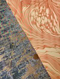 Image 2 of NEW - colourful hand marbled book-cloth No. 2