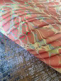 Image 1 of NEW - colourful hand marbled book-cloth No. 3