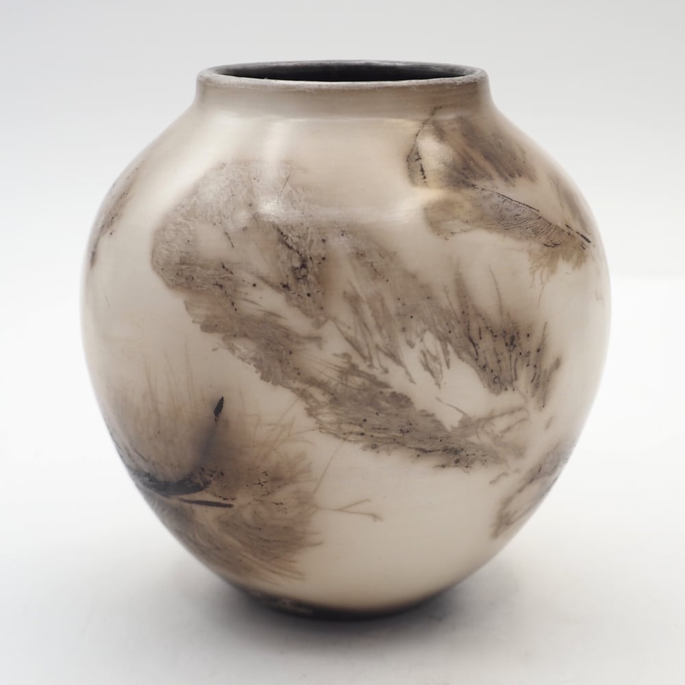 Image of Ghost Feather Raku Pot 014