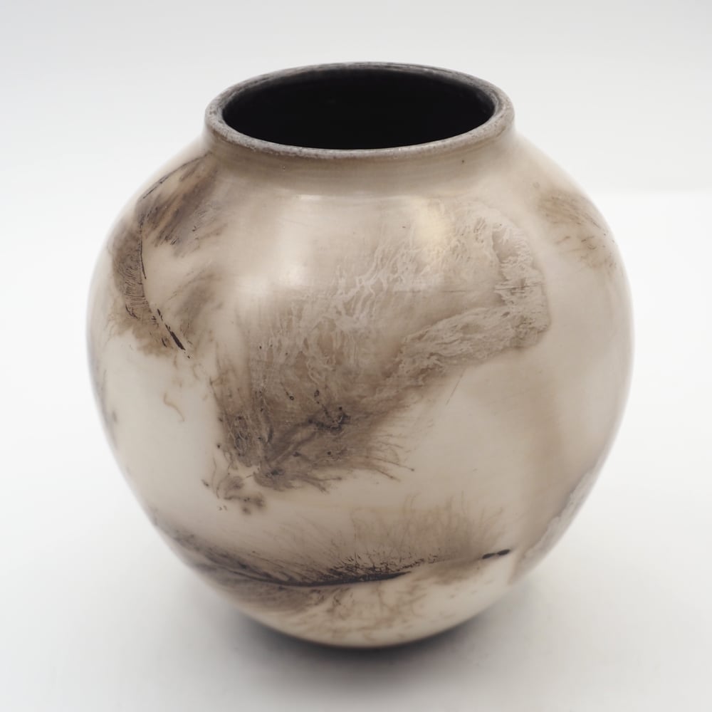 Image of Ghost Feather Raku Pot 014