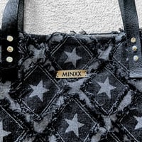 Image 4 of Oversized hand quilted black denim tote bag 