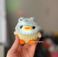 Image 1 of Handmade Amigurumi Duck in Frog Hat – Cute Crochet Plush Toy – Kawaii Animal Gift