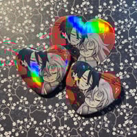 Image 1 of SIGNALIS Heart Button and Sticker - Ariane/Elster