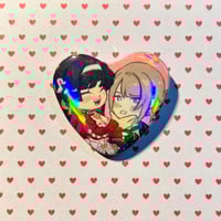 Image 2 of Zenless Zone Zero | Astra/Evelyn Holographic Heart-Shaped Button & Sticker