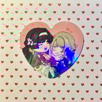 Image 3 of Zenless Zone Zero | Astra/Evelyn Holographic Heart-Shaped Button & Sticker