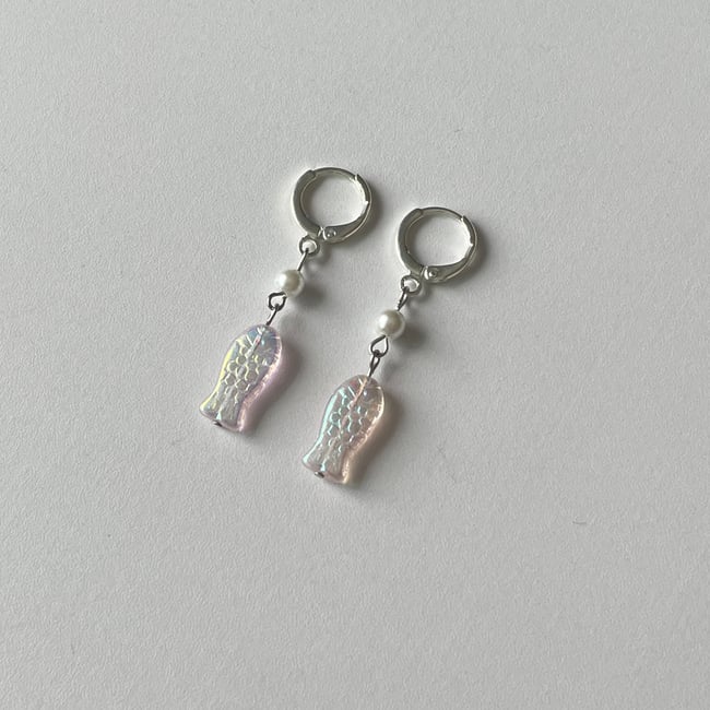 'hanging fish' huggie hoop earrings