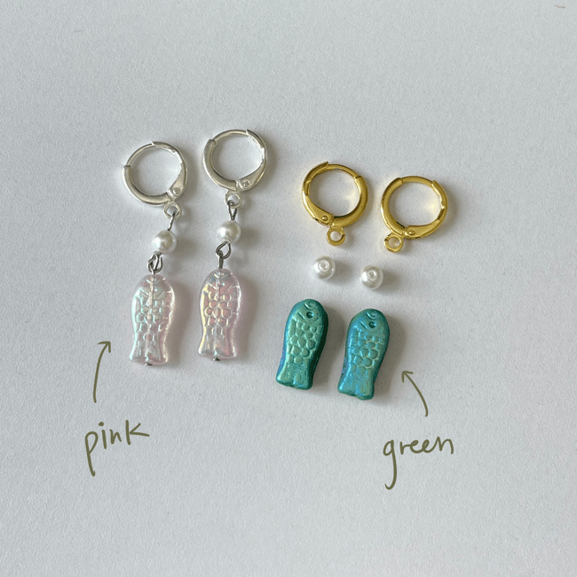 'hanging fish' huggie hoop earrings