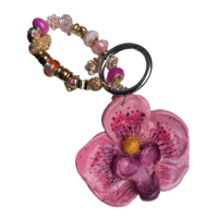 Pink and Yellow Orchid Key Chain/ Bag Charm