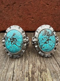 Image 5 of WL&A Handmade No 8 Webbed Turquoise Thunderbird Signet Ring - Size 9 