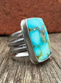 Image 1 of WL&A Handmade Heavy Ingot Cuatro Gem Sonoran Desert Blue Ring - Size 7