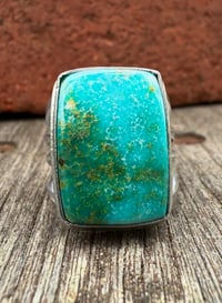 Image 2 of WL&A Handmade Heavy Ingot Cuatro Gem Sonoran Desert Blue Ring - Size 6