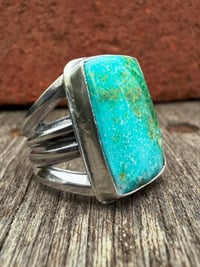 Image 1 of WL&A Handmade Heavy Ingot Cuatro Gem Sonoran Desert Blue Ring - Size 6