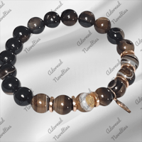 Image 3 of ANA826158 - Black Striped Agate Stone Bead Bracelet 10mm
