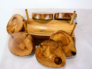 Image of Wooden Coasters, Ash wood nonslip, Natural Wooded Log Shapped Coaster Set