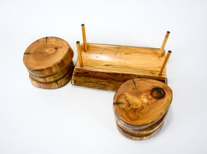 Image of Wooden Coasters, Ash wood nonslip, Natural Wooded Log Shapped Coaster Set