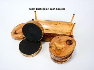 Image of Wooden Coasters, Ash wood nonslip, Natural Wooded Log Shapped Coaster Set