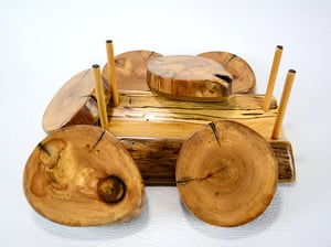 Image of Wooden Coasters, Ash wood nonslip, Natural Wooded Log Shapped Coaster Set