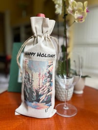 Image 1 of Winter Forest Linen Wine Bag