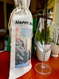 Image 2 of Winter Forest Linen Wine Bag