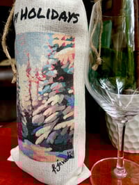 Image 3 of Winter Forest Linen Wine Bag