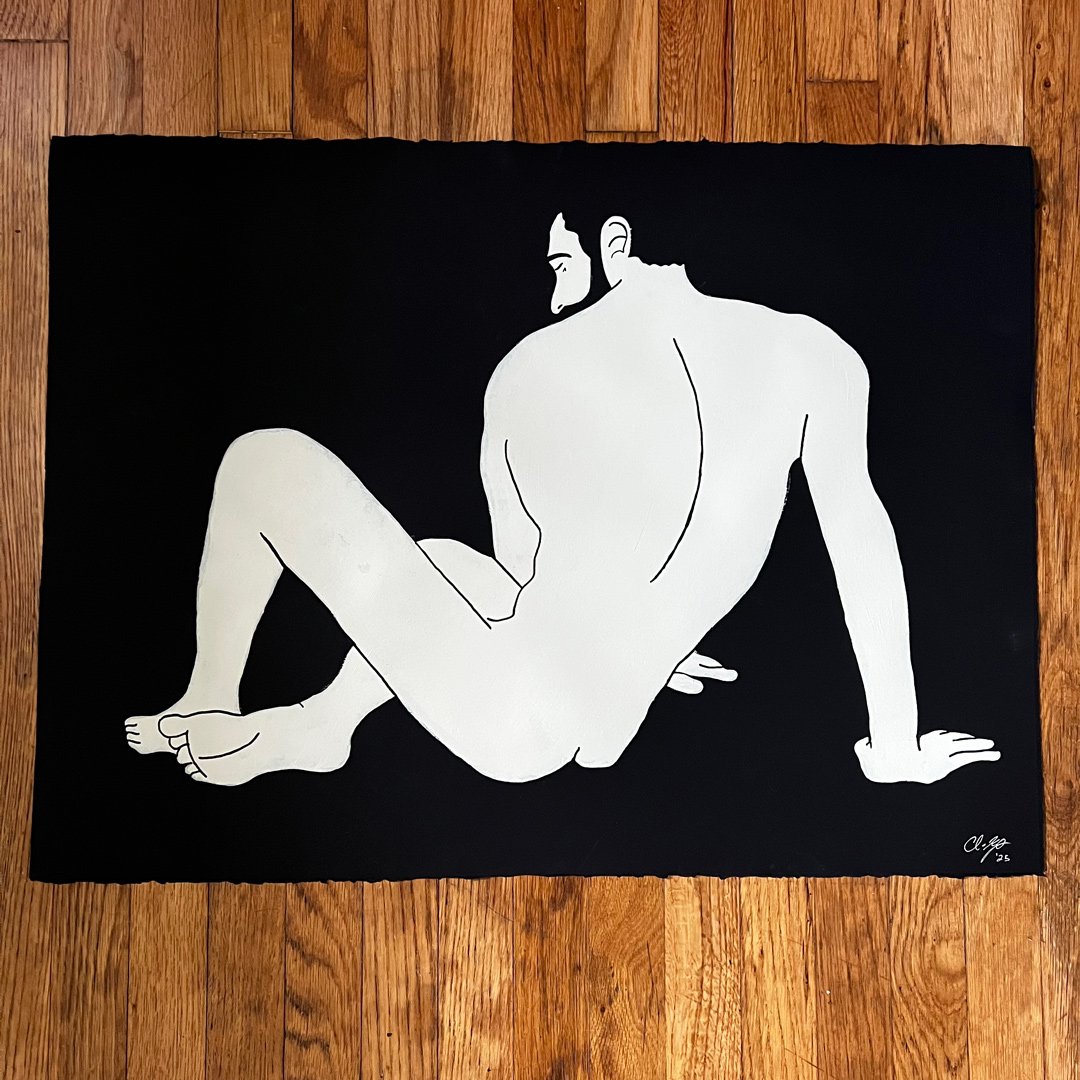 Image 1 of Simple Black and Ivory Male Nude