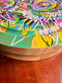 Image 2 of Sunflowers & Cheese Please (Green/Pink),  abstract painted sunflower circular cheeseboard