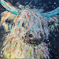 Image 1 of Heilan Hues – 10x10 Acrylic Highland Cow Painting on Canvas