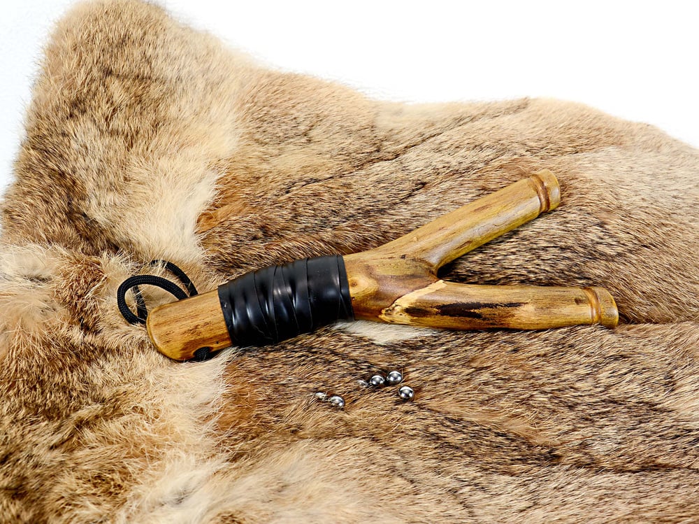 Image of Natural Wooden Slingshot made out of Maple, Wood Sling Shot, Survivalist Catapult