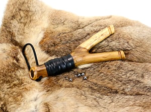 Image of Natural Wooden Slingshot made out of Maple, Wood Sling Shot, Survivalist Catapult