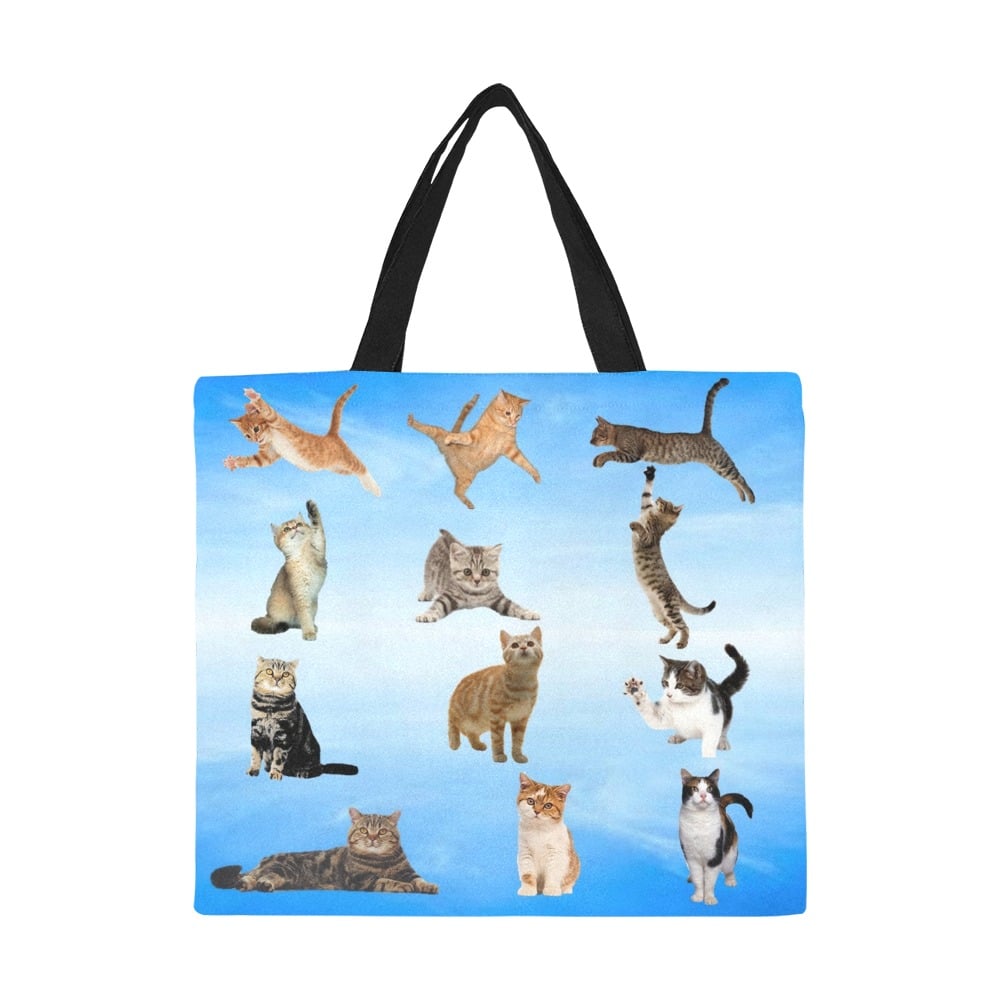 Image of  "Multi Cats on Blue Sky" Tote Bag.