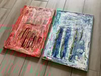 Image 3 of 1970s Pair of Abstract Paintings on Canvas, Signed "Hill '73", Labeled St. Martins College of Art