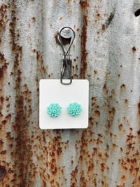 Dark Teal Dahlia Stud