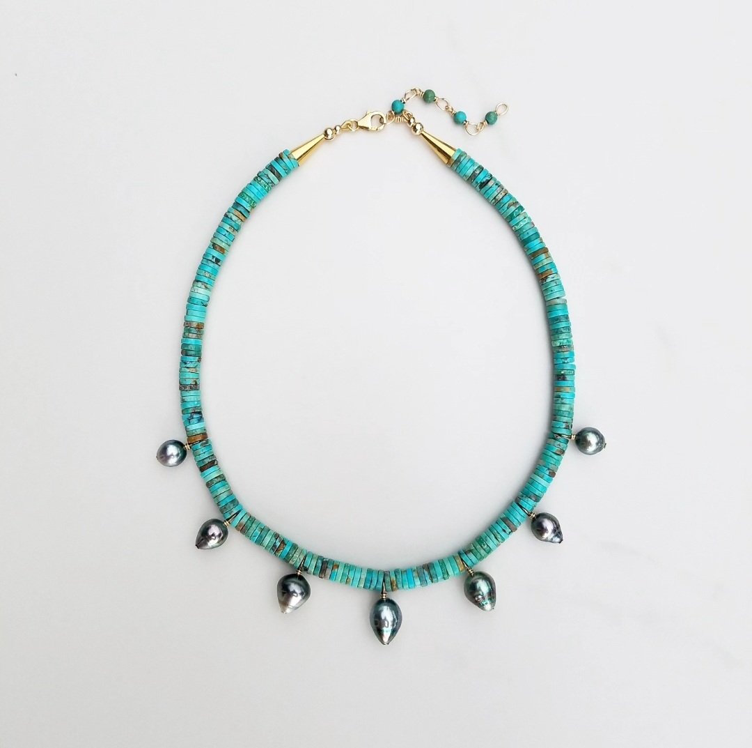 Turquoise & Tahitian Pearl Necklace