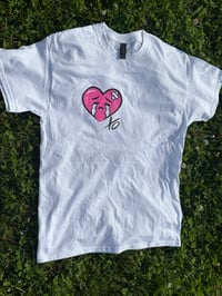Image 1 of Hot pink "heart broken" short tee