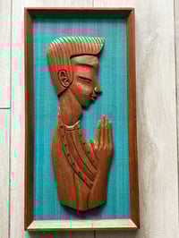 Image 2 of Pair of Mid Century Teak Carvings, Framed, 1960s