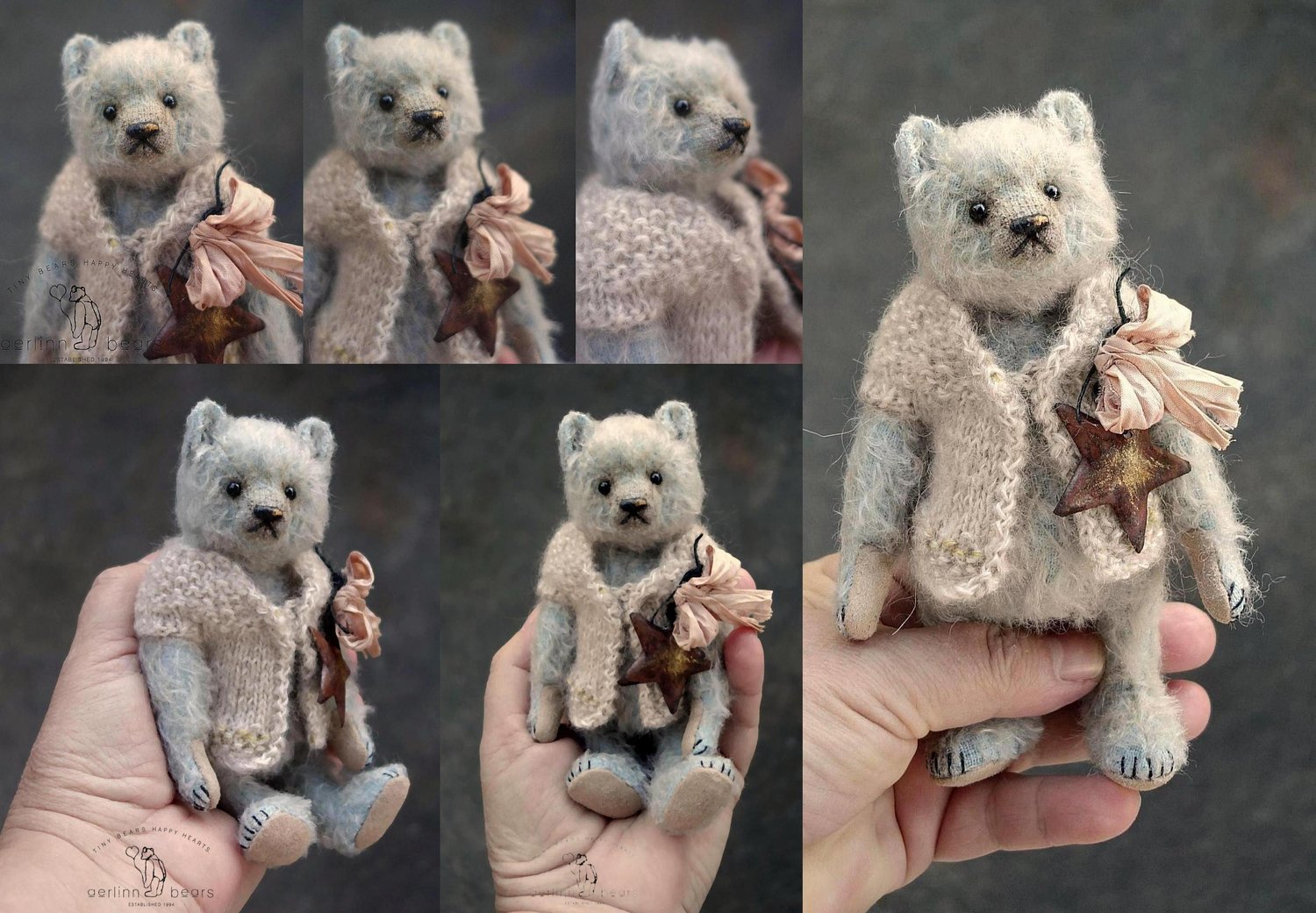 Image of Pale Blue Mohair Artist Teddy Bear OOAK Toy Art Doll Toy by Aerlinn Bears