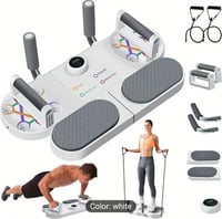 Image 1 of 1-Set White Aluminum Fitness Board with Push-Up Handles, Plank Support, and Knee Raise - 